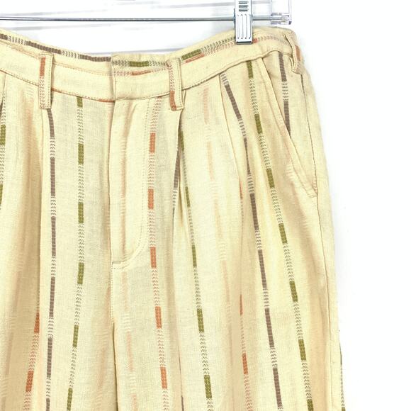 Free People Soft Spirit Trousers Womens Sz 6 Beige Sand Combo Cotton Linen Blend - Picture 3 of 7